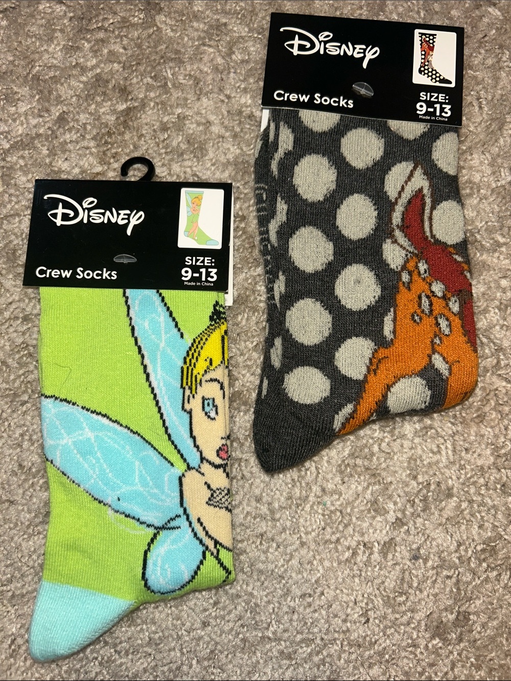 Disney Crew Sock Bundle - Tinkerbell and Bambi